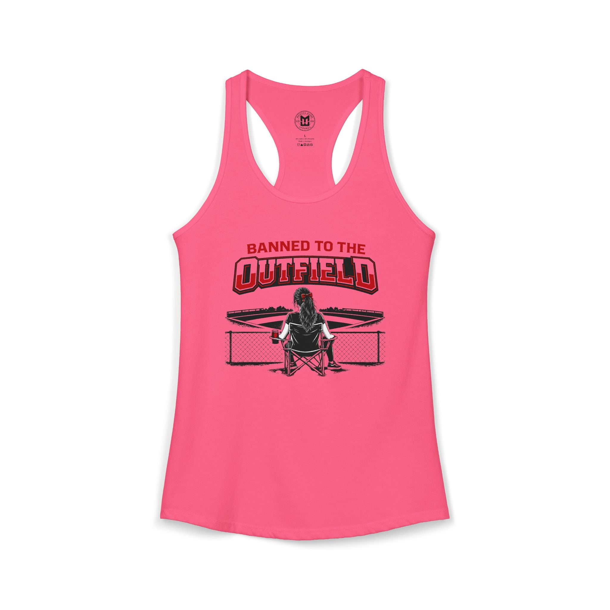Banned to The Outfield Baseball Moms Ideal Racerback Tank