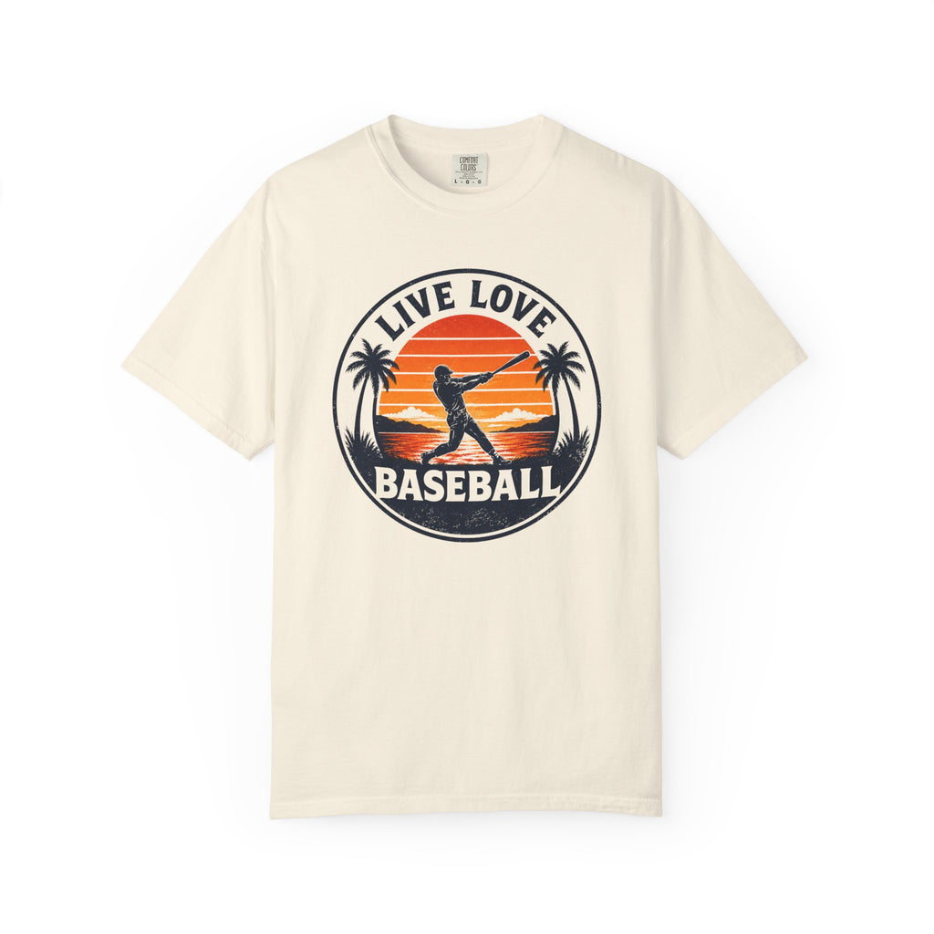 Live Love Baseball Unisex Garment-Dyed T-shirt