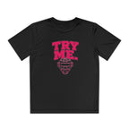 Try Me Youth Baseball Dri-Fit Tee – Catcher Mask Graphic