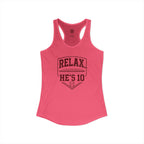 Relax He's 10 Baseball Moms Racerback Tank