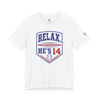 Relax He's 14 Baseball Parent Tee – Royal Blue & Red
