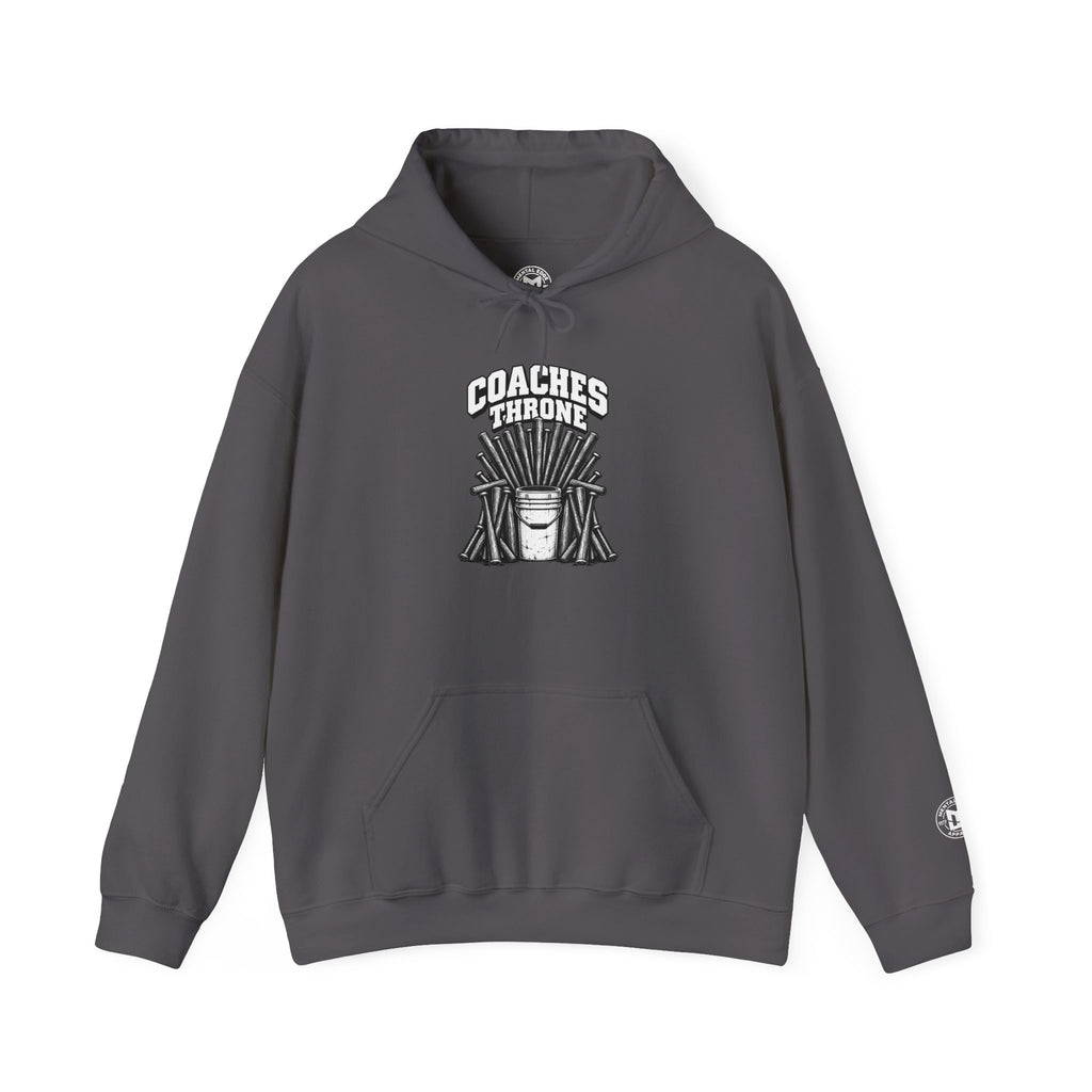 Coaches Throne Baseball Bucket Hoodie — Sports Coach Gift Pullover