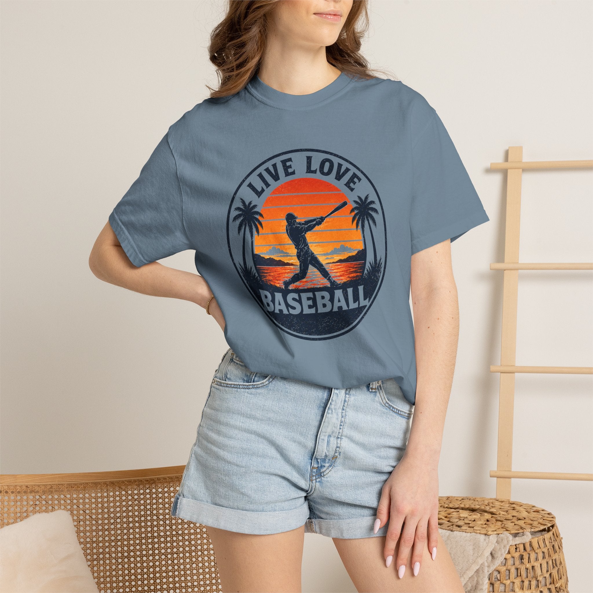 Live Love Baseball Unisex Garment-Dyed T-shirt