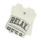 Relax He’s 9 Baseball Parent Tee — Hunter Green