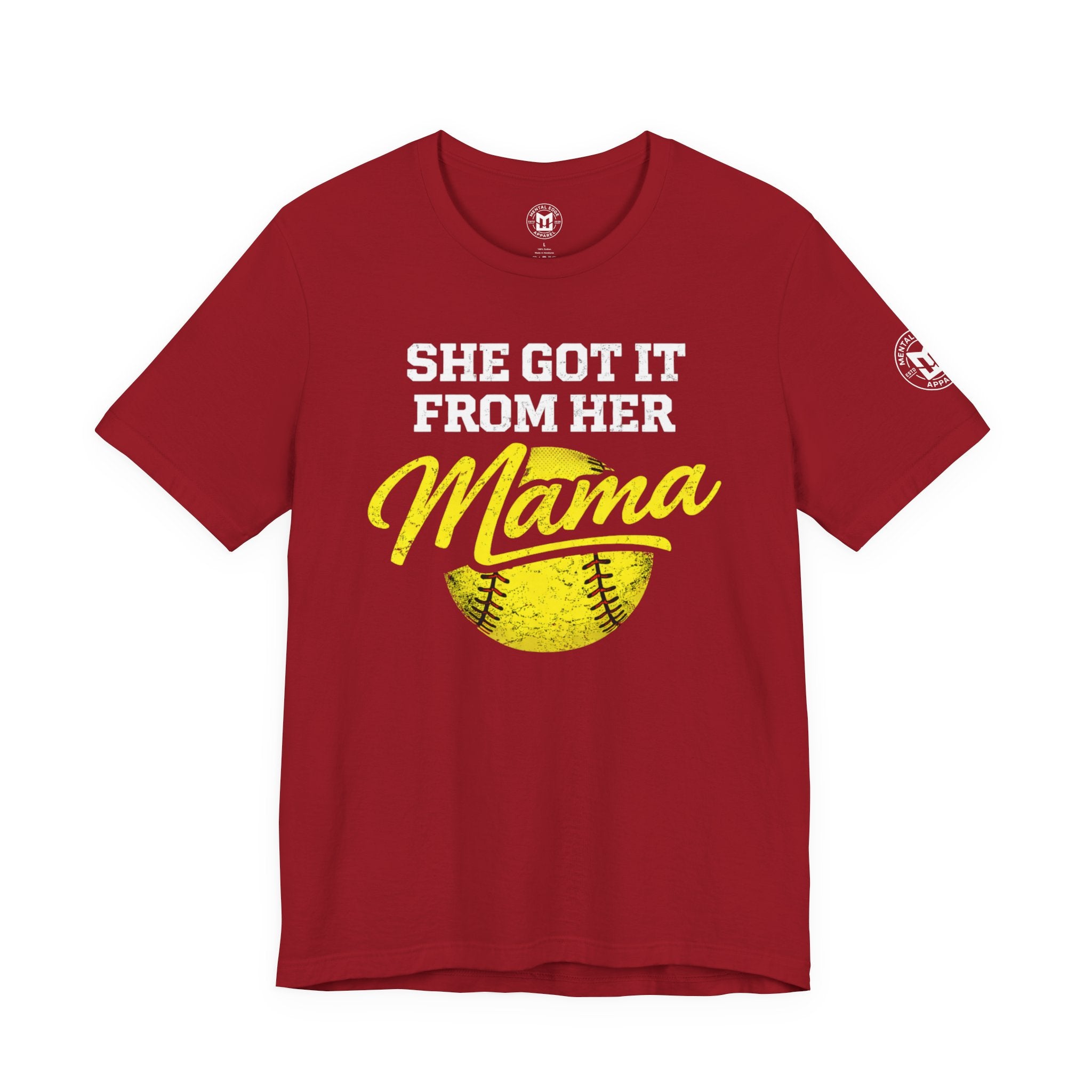 "She Got It From Her Mama" Women's Softball T‑Shirt
