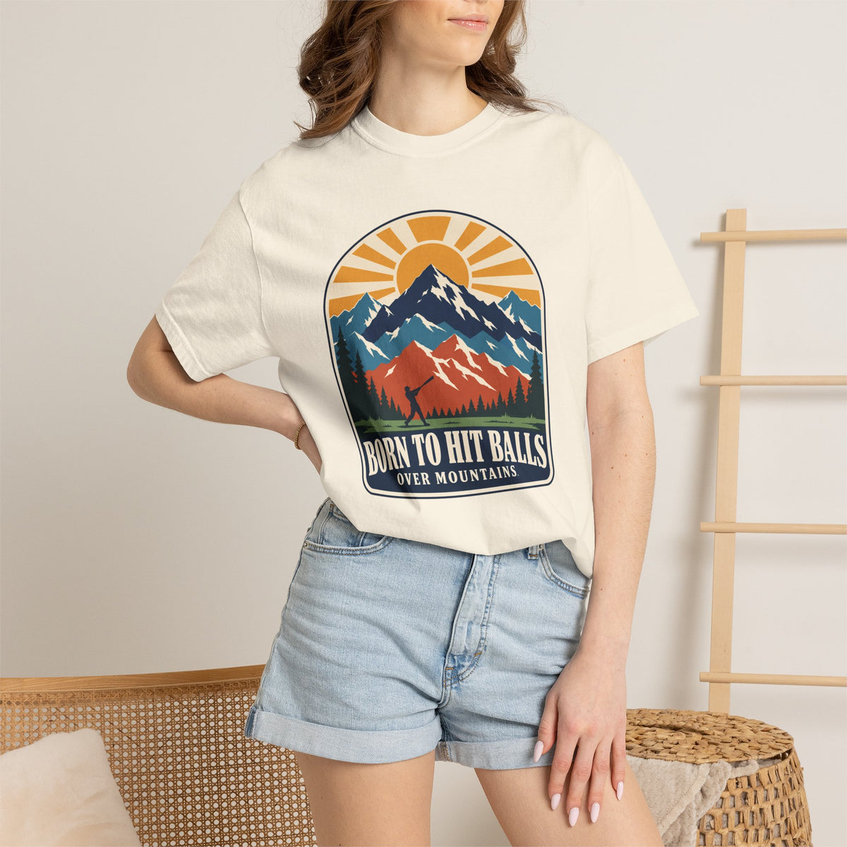 Born to Hit Balls Over Mountains T-Shirt — Unisex Vintage Mountain Comfort Colors Graphic Tee
