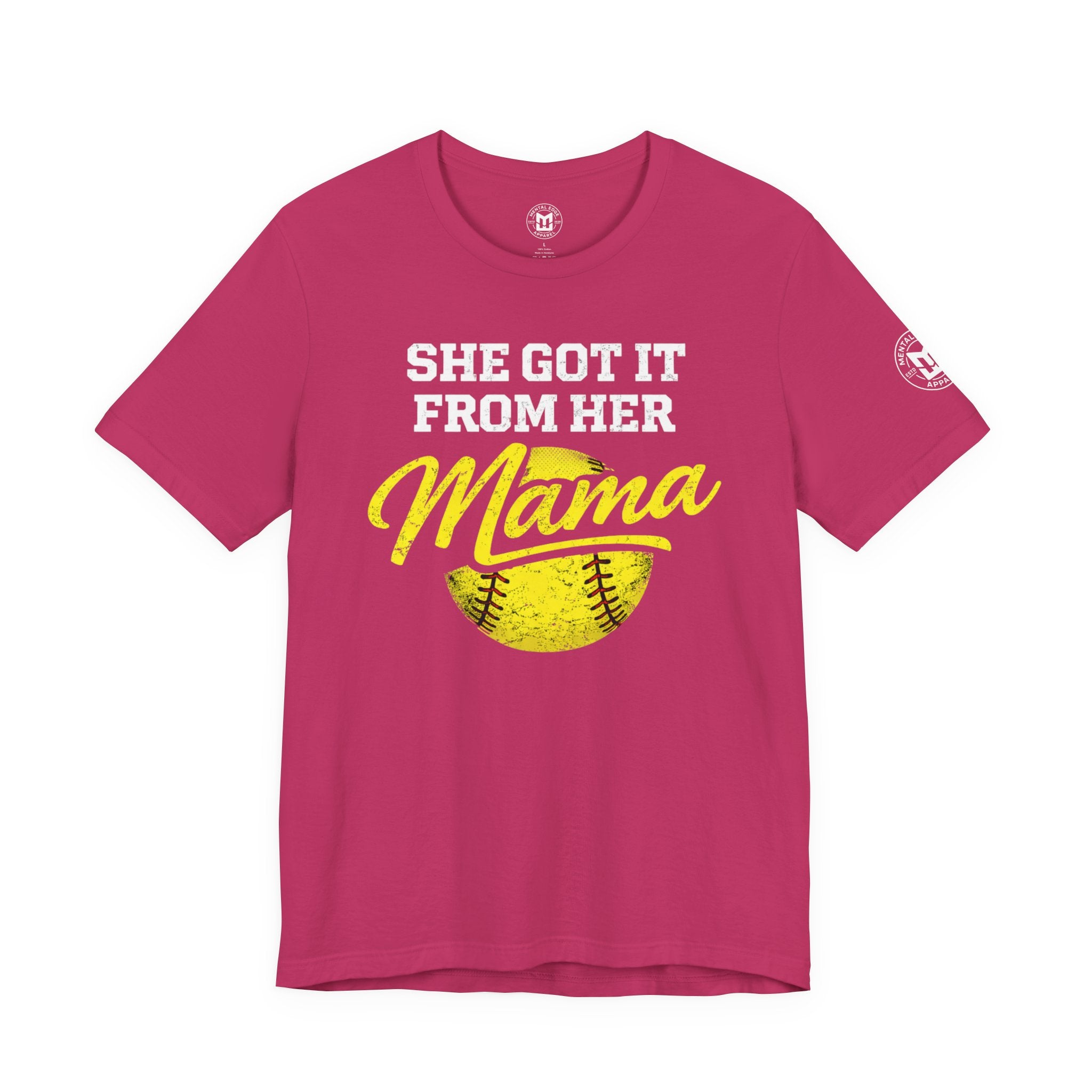 "She Got It From Her Mama" Women's Softball T‑Shirt