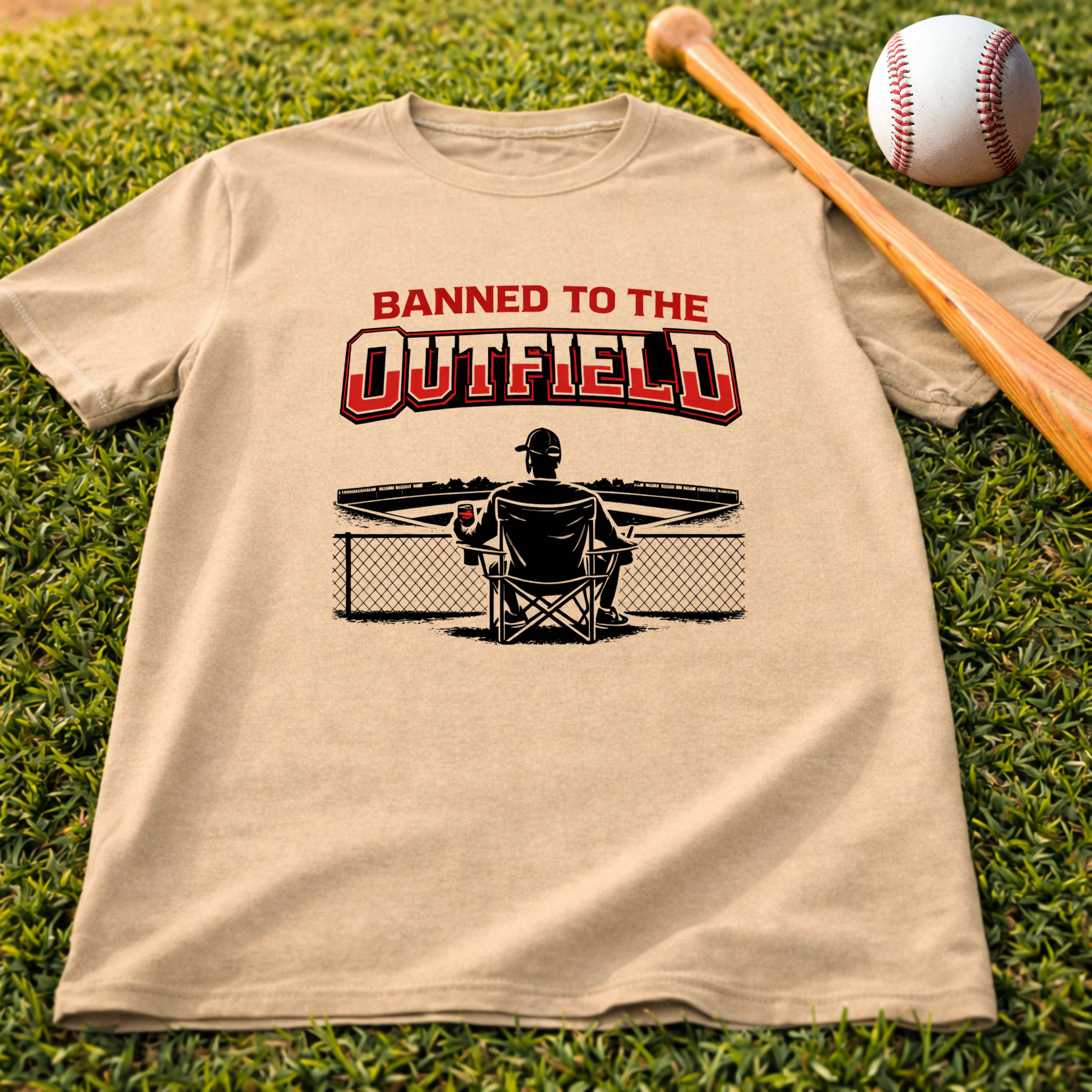 Banned to the Outfield Baseball T-Shirt — Funny Baseball Fan Tee