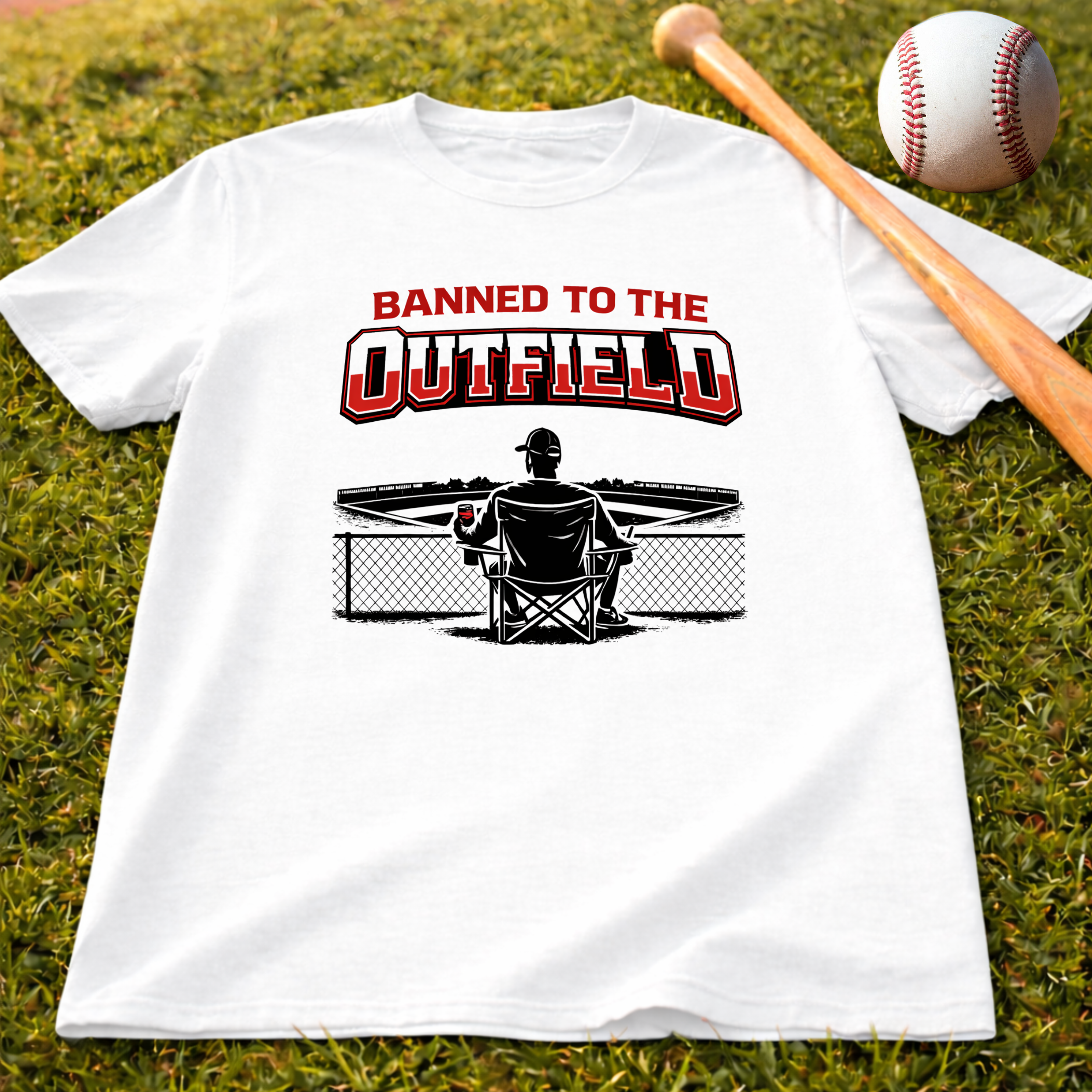 Banned to the Outfield Baseball T-Shirt — Funny Baseball Fan Tee