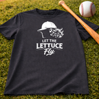 Let the Lettuce Fly T-Shirt — Funny Baseball Cap Salad Graphic Tee