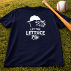 Let the Lettuce Fly T-Shirt — Funny Baseball Cap Salad Graphic Tee