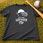Let the Lettuce Fly T-Shirt — Funny Baseball Cap Salad Graphic Tee