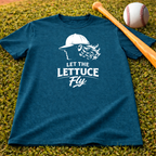 Let the Lettuce Fly T-Shirt — Funny Baseball Cap Salad Graphic Tee