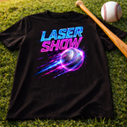 Laser Show Tee — Neon Baseball Graphic Shirt