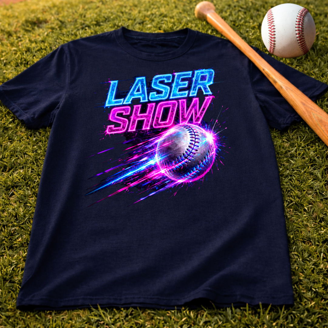 Kids "Laser Show" Tee — Neon Baseball Graphic Shirt