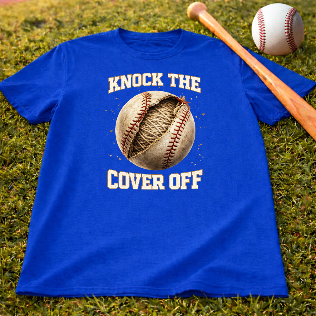 Kids Baseball Tee - "Knock The Cover Off" Vintage Baseball Shirt
