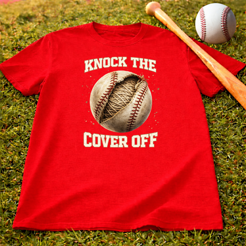 Kids Baseball Tee - "Knock The Cover Off" Vintage Baseball Shirt