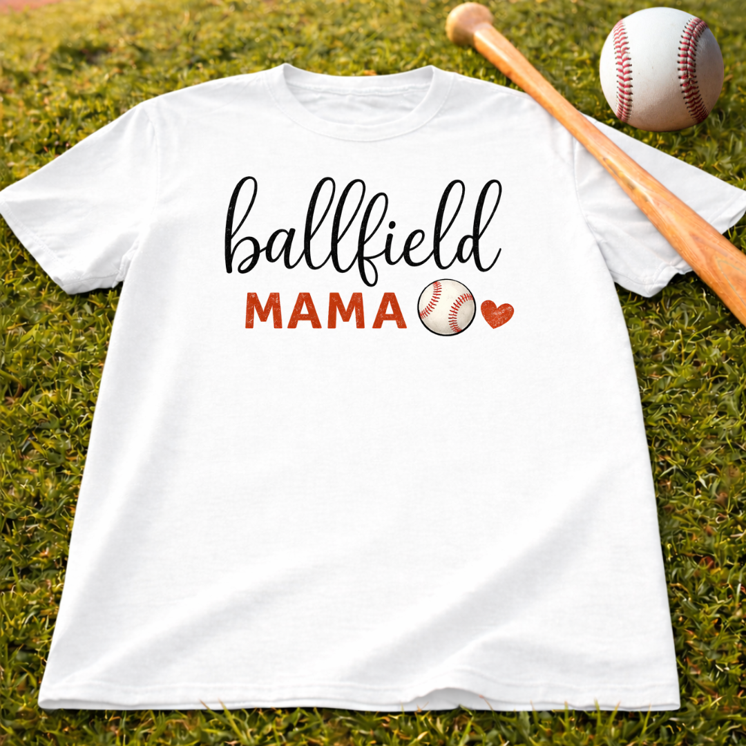 Ballfield Mama T-Shirt — Soft Garment-Dyed Baseball Mom Tee