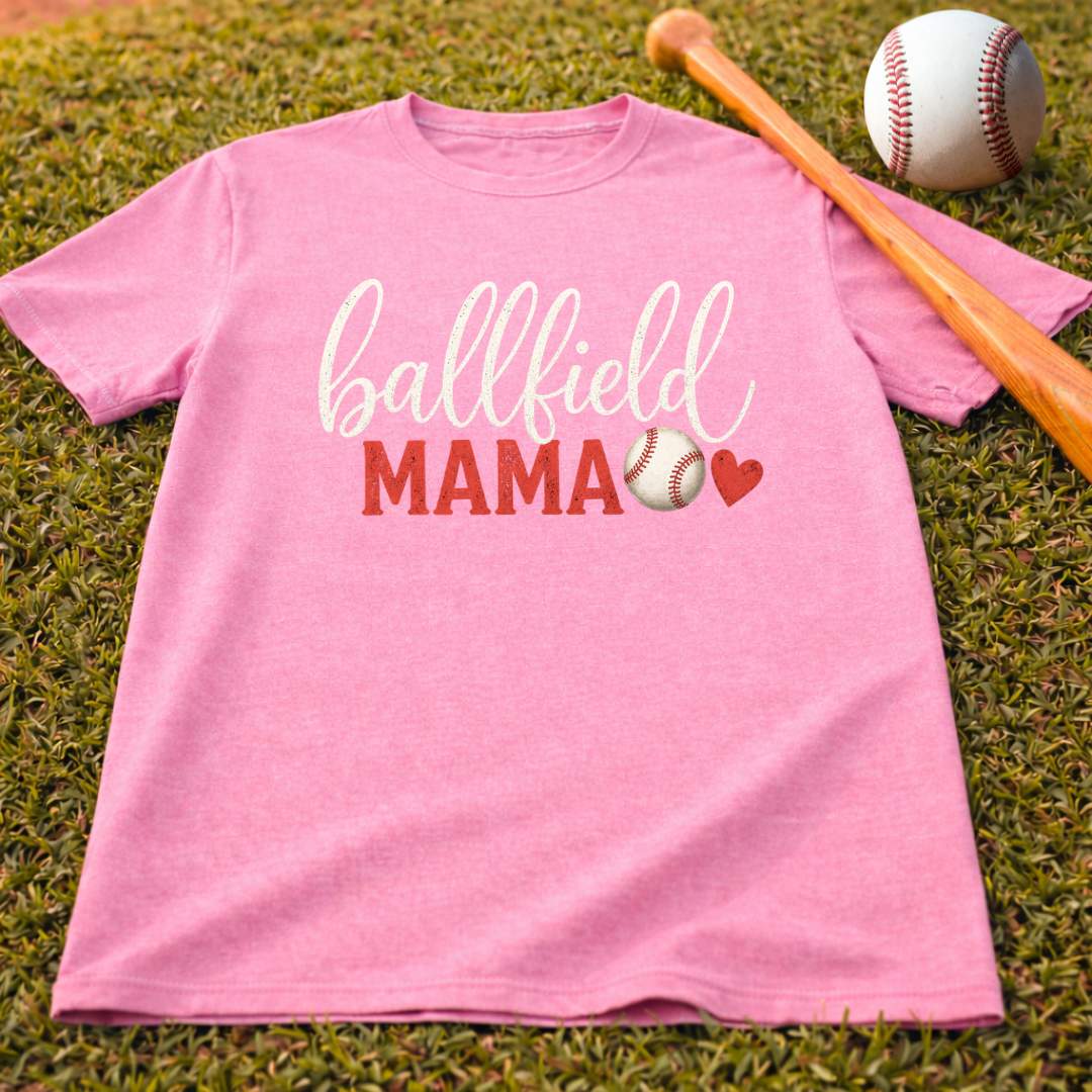 Ballfield Mama T-Shirt — Soft Garment-Dyed Baseball Mom Tee