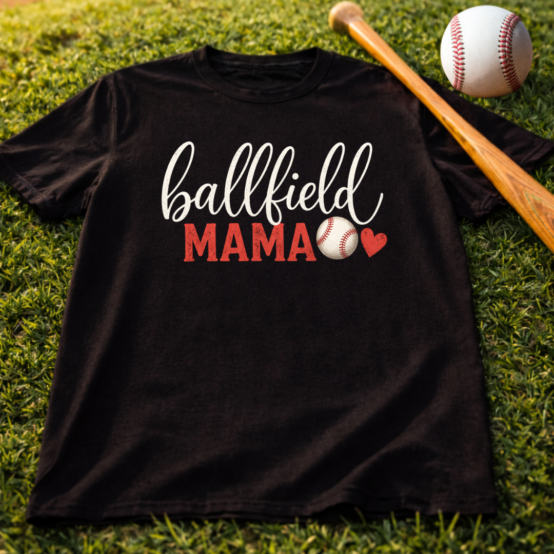 Ballfield Mama T-Shirt — Soft Garment-Dyed Baseball Mom Tee