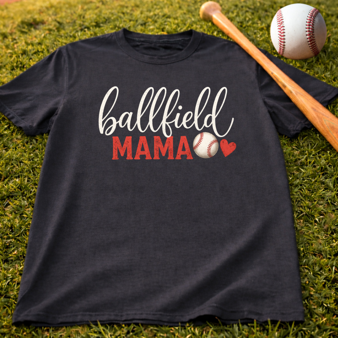 Ballfield Mama T-Shirt — Soft Garment-Dyed Baseball Mom Tee