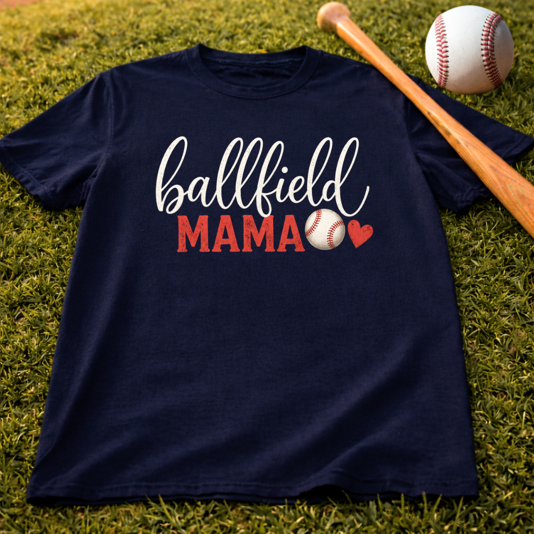Ballfield Mama T-Shirt — Soft Garment-Dyed Baseball Mom Tee