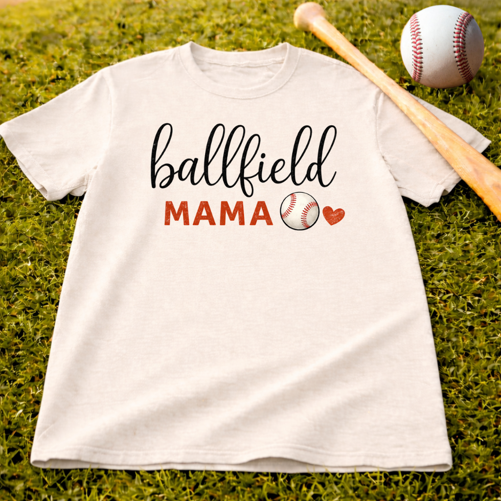 Ballfield Mama T-Shirt — Soft Garment-Dyed Baseball Mom Tee