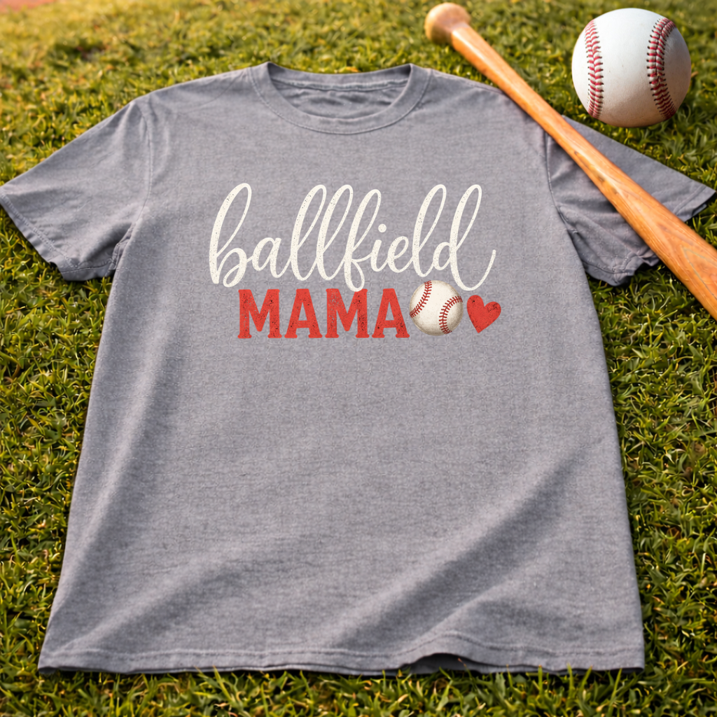 Ballfield Mama T-Shirt — Soft Garment-Dyed Baseball Mom Tee