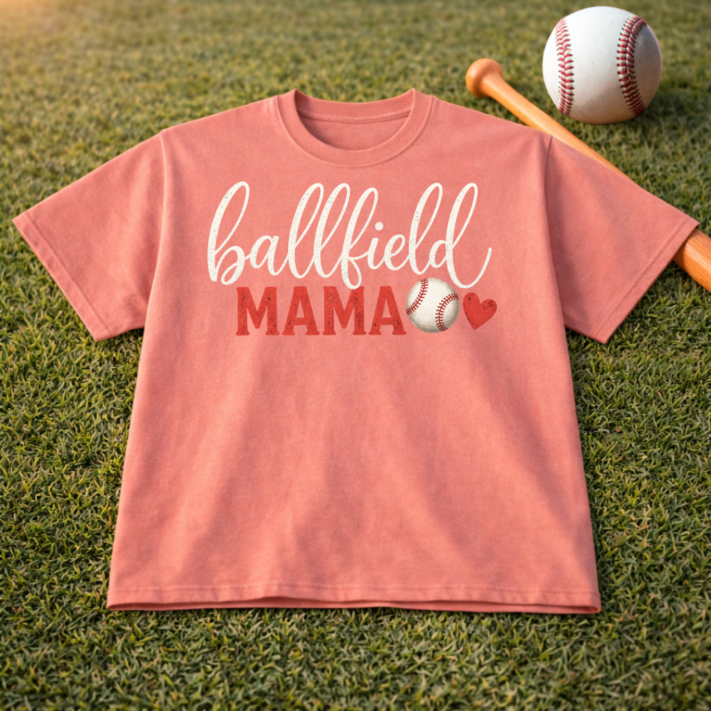 Ballfield Mama T-Shirt — Soft Garment-Dyed Baseball Mom Tee
