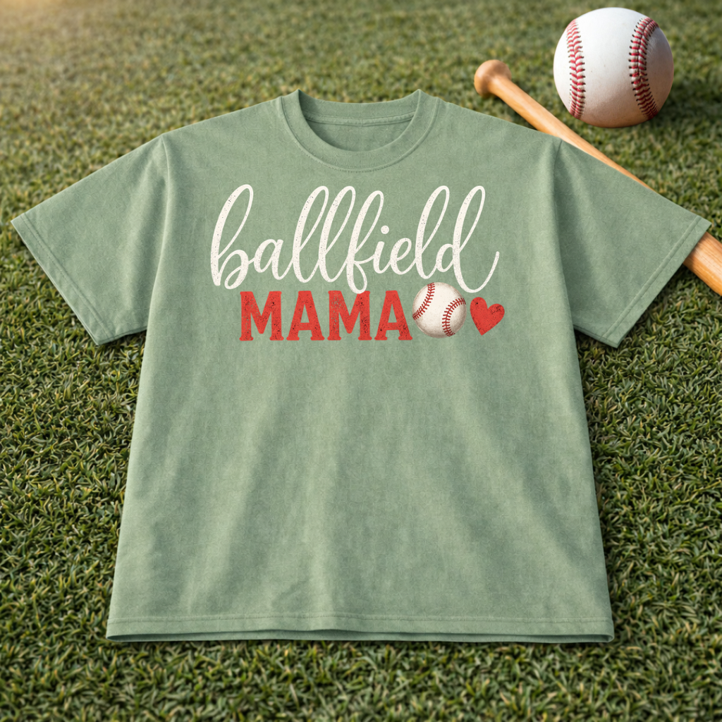 Ballfield Mama T-Shirt — Soft Garment-Dyed Baseball Mom Tee