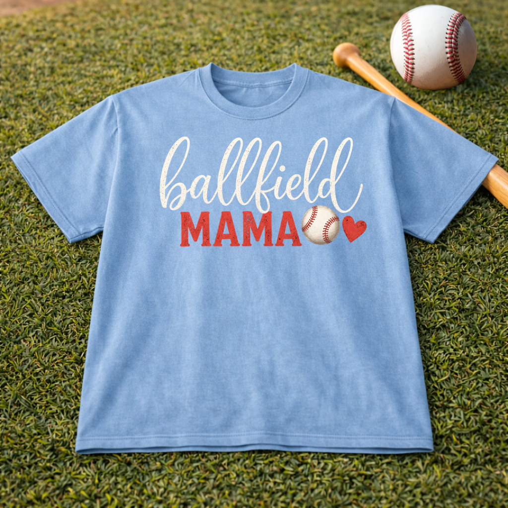 Ballfield Mama T-Shirt — Soft Garment-Dyed Baseball Mom Tee