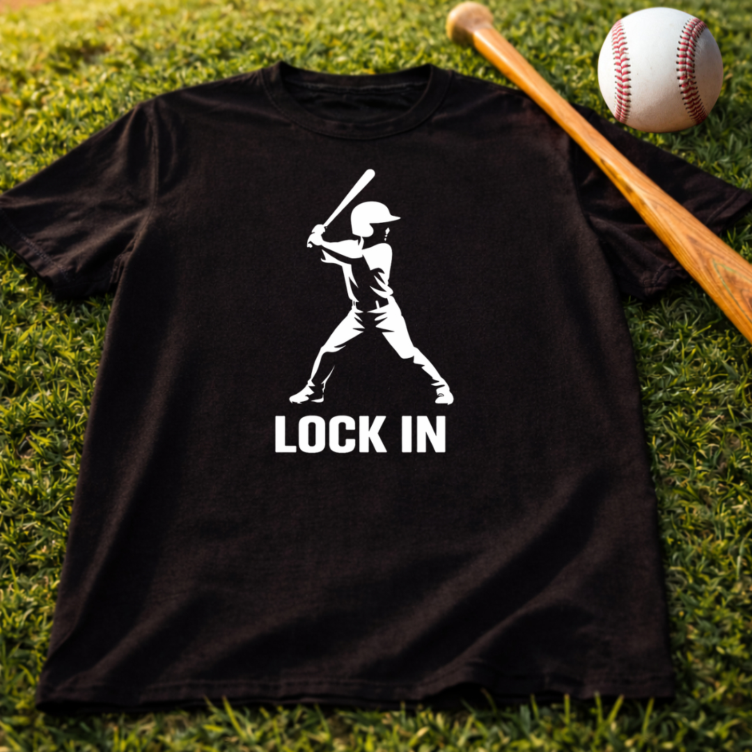 Baseball "Lock In" T-Shirt — Batter Graphic Tee for Players & Fans