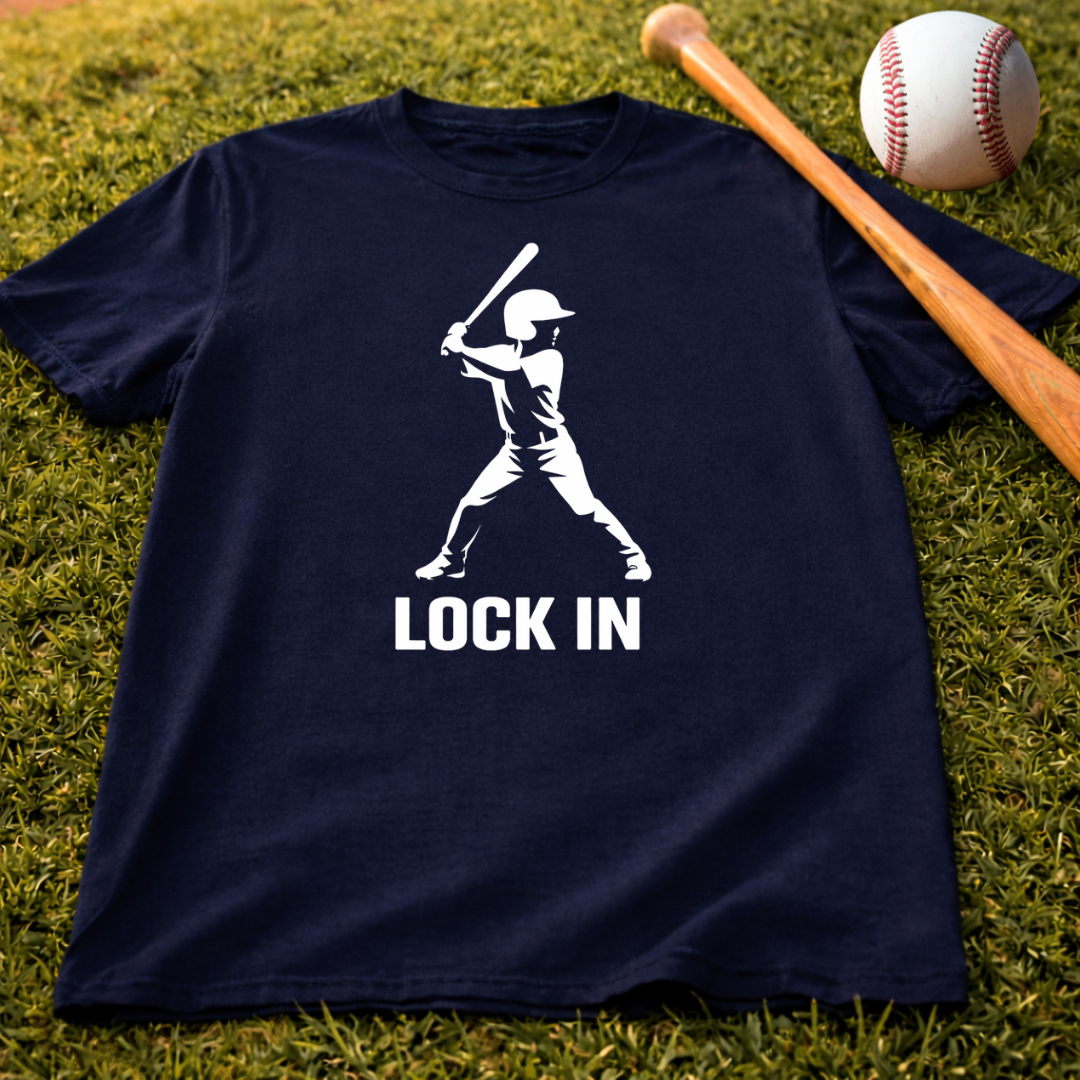 Baseball "Lock In" T-Shirt — Batter Graphic Tee for Players & Fans