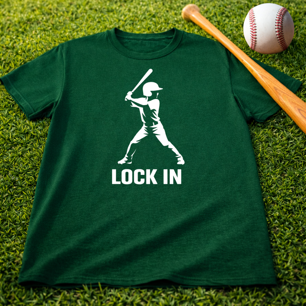 Baseball "Lock In" T-Shirt — Batter Graphic Tee for Players & Fans