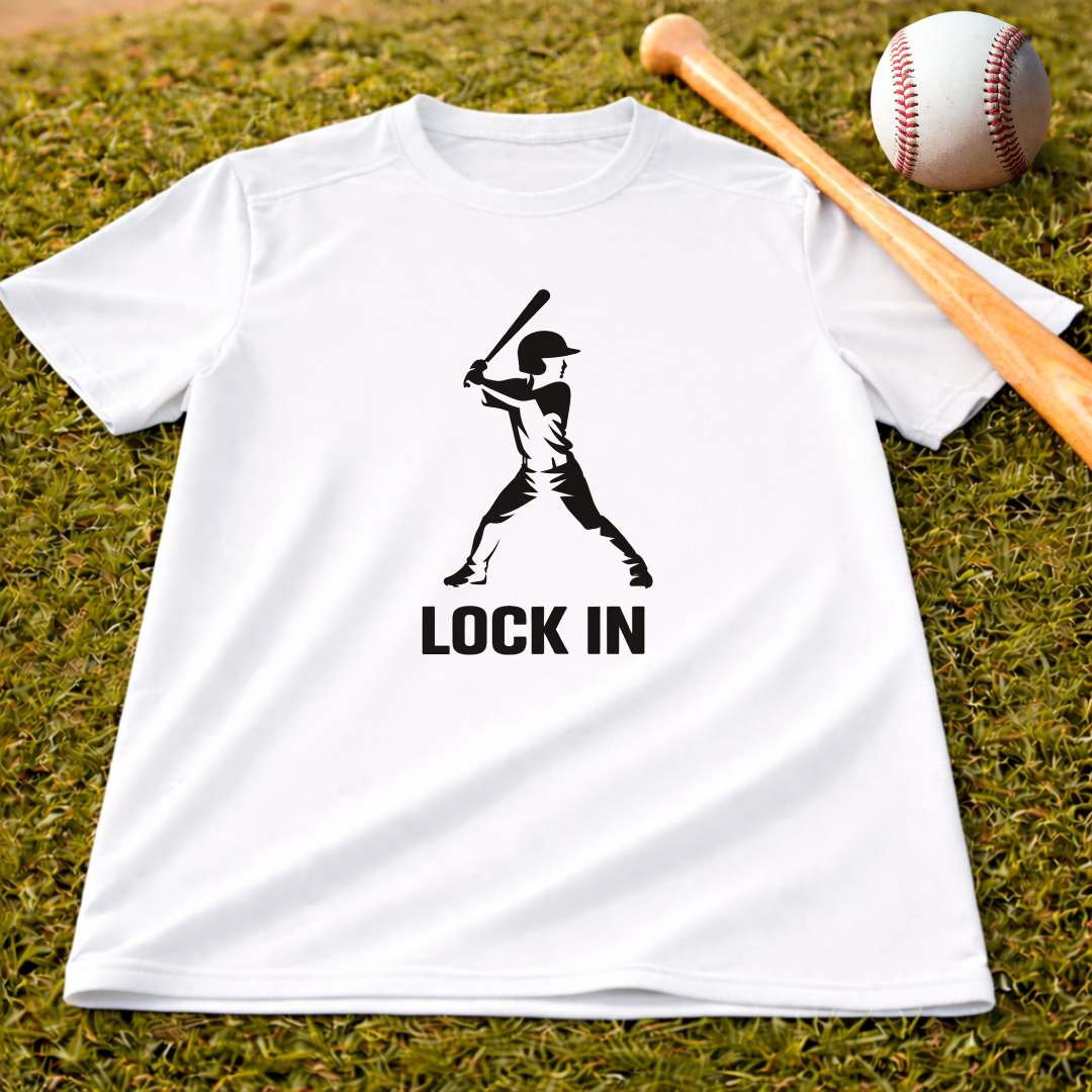 Baseball "Lock In" T-Shirt — Batter Graphic Tee for Players & Fans