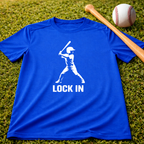 Youth "Lock In" Dri Fit Baseball Tee - Batter Graphic Performance Shirt