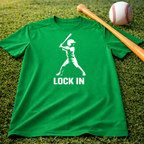 Youth "Lock In" Dri Fit Baseball Tee - Batter Graphic Performance Shirt
