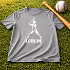 Youth "Lock In" Dri Fit Baseball Tee - Batter Graphic Performance Shirt