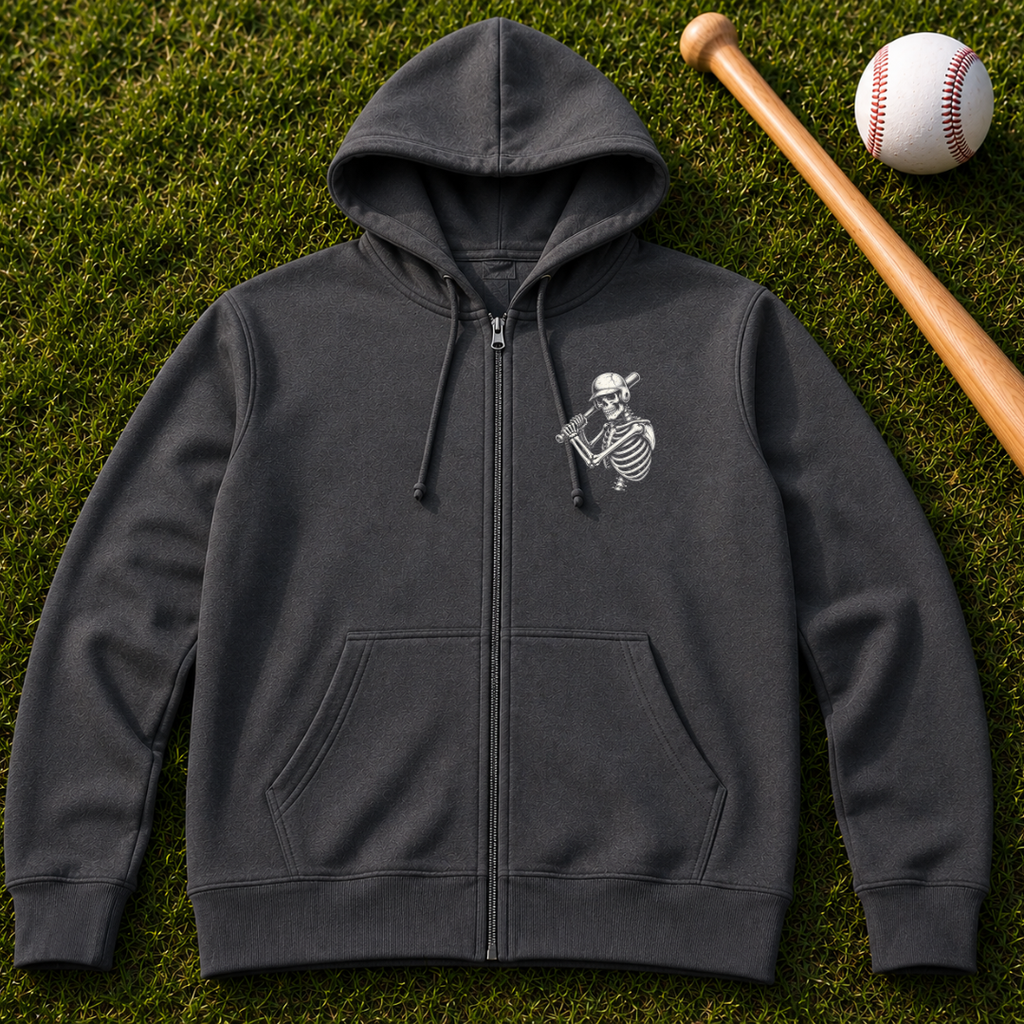 Still Got It Skeleton Zip Hoodie — Vintage Skeleton Playing Flute Graphic