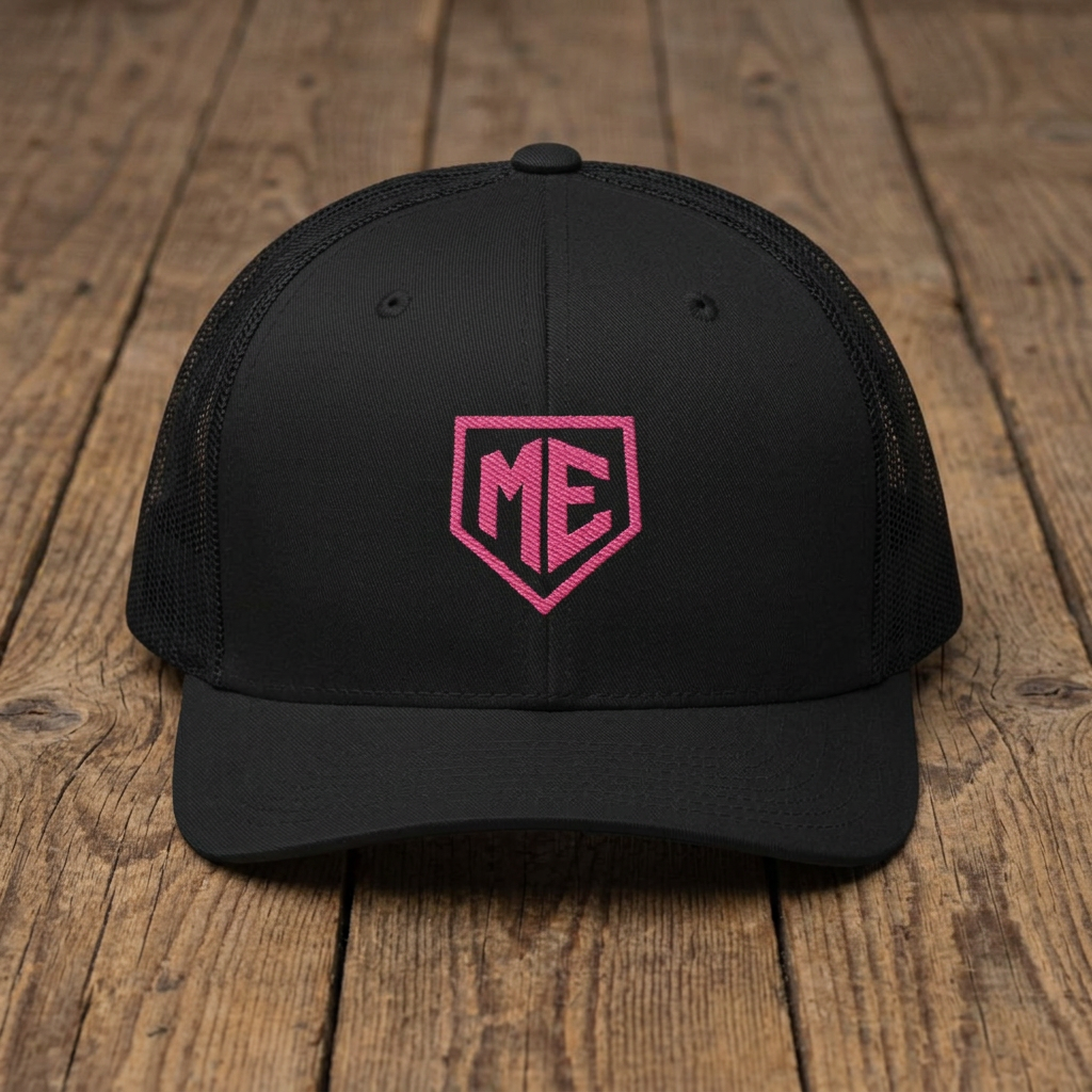 ME Mental Edge Baseball Plate Snapback Trucker Cap — Pink Embroidered Logo Hat