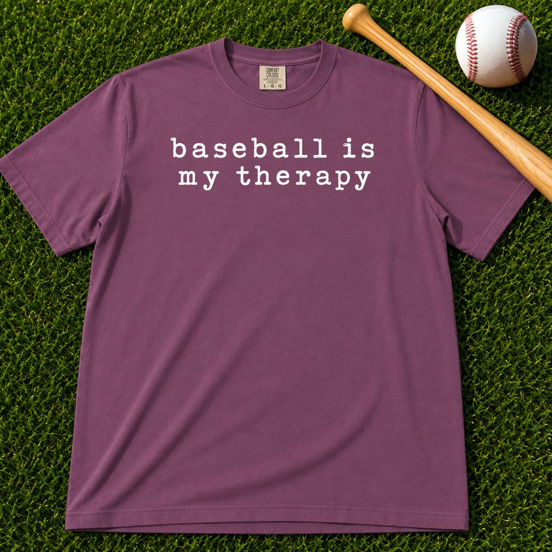 Adult Unisex "baseball is my therapy" Comfort Colors Garment-Dyed T-shirt
