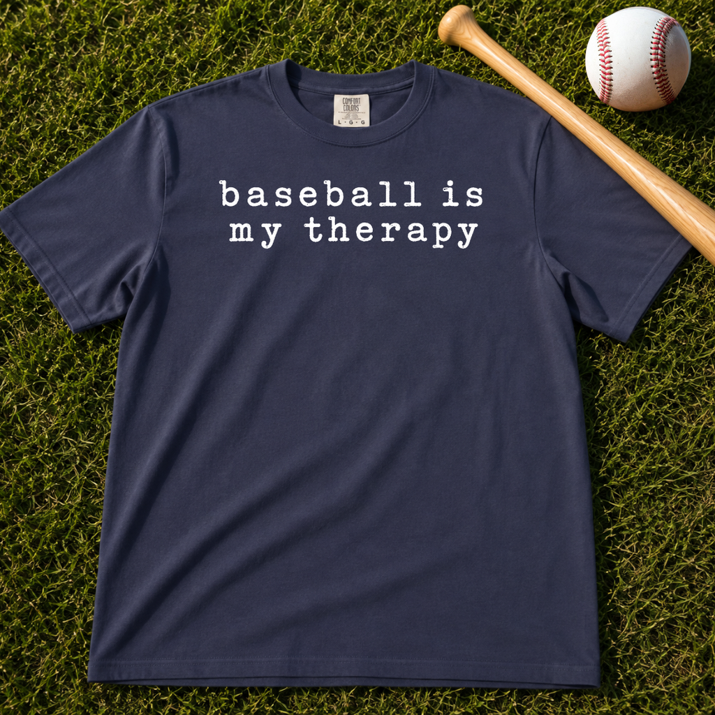 Adult Unisex "baseball is my therapy" Comfort Colors Garment-Dyed T-shirt