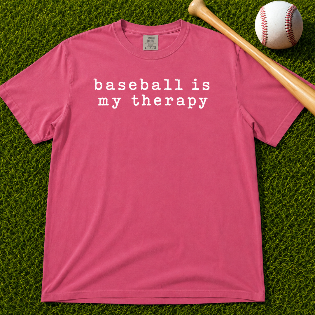 Adult Unisex "baseball is my therapy" Comfort Colors Garment-Dyed T-shirt