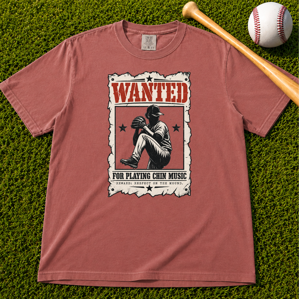 Adult Unisex Wanted Chin Music Baseball Pitcher Comfort Colors Garment-Dyed T-shirt