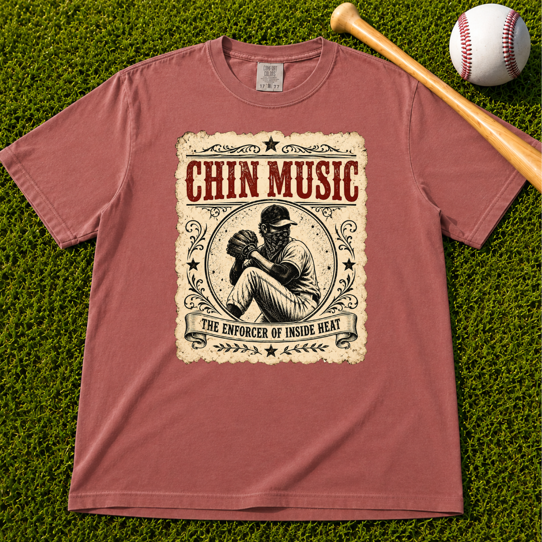 Adult Unisex "Chin Music Enforcer of Heat" Baseball Pitchers Comfort Colors Garment-Dyed T-shirt