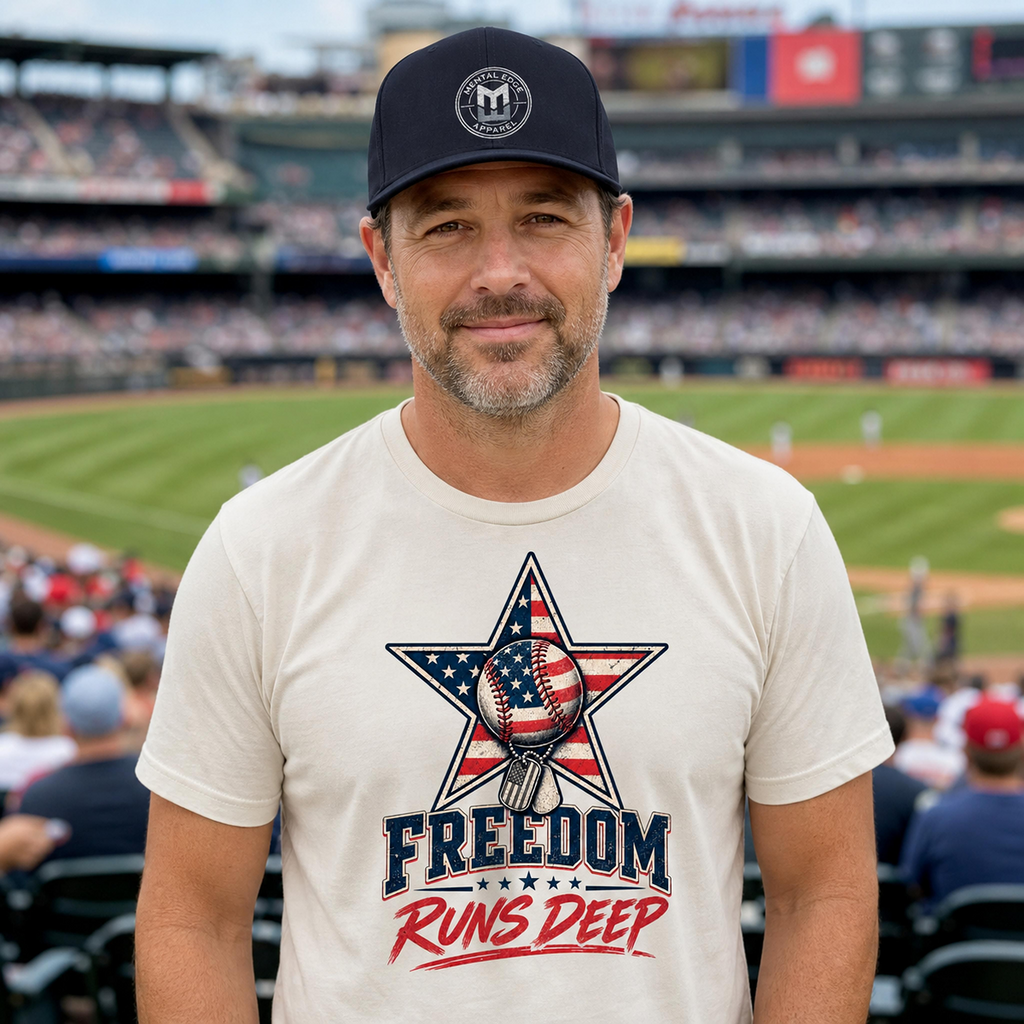 Freedom Runs Deep T-Shirt — Patriotic American Flag Star Tee