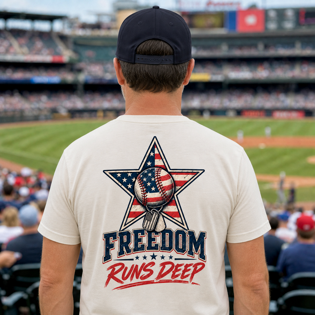 Freedom Runs Deep America Baseball Two Sided Next Level - Shirt