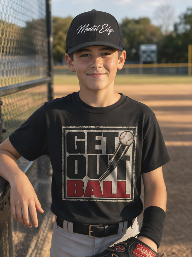 Kids "Get Out Ball" Baseball Tee — Vintage Softstyle Sports Shirt