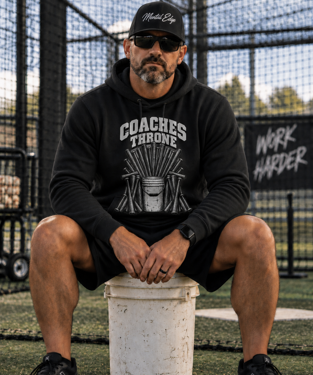 Coaches Throne Baseball Bucket Hoodie — Sports Coach Gift Pullover