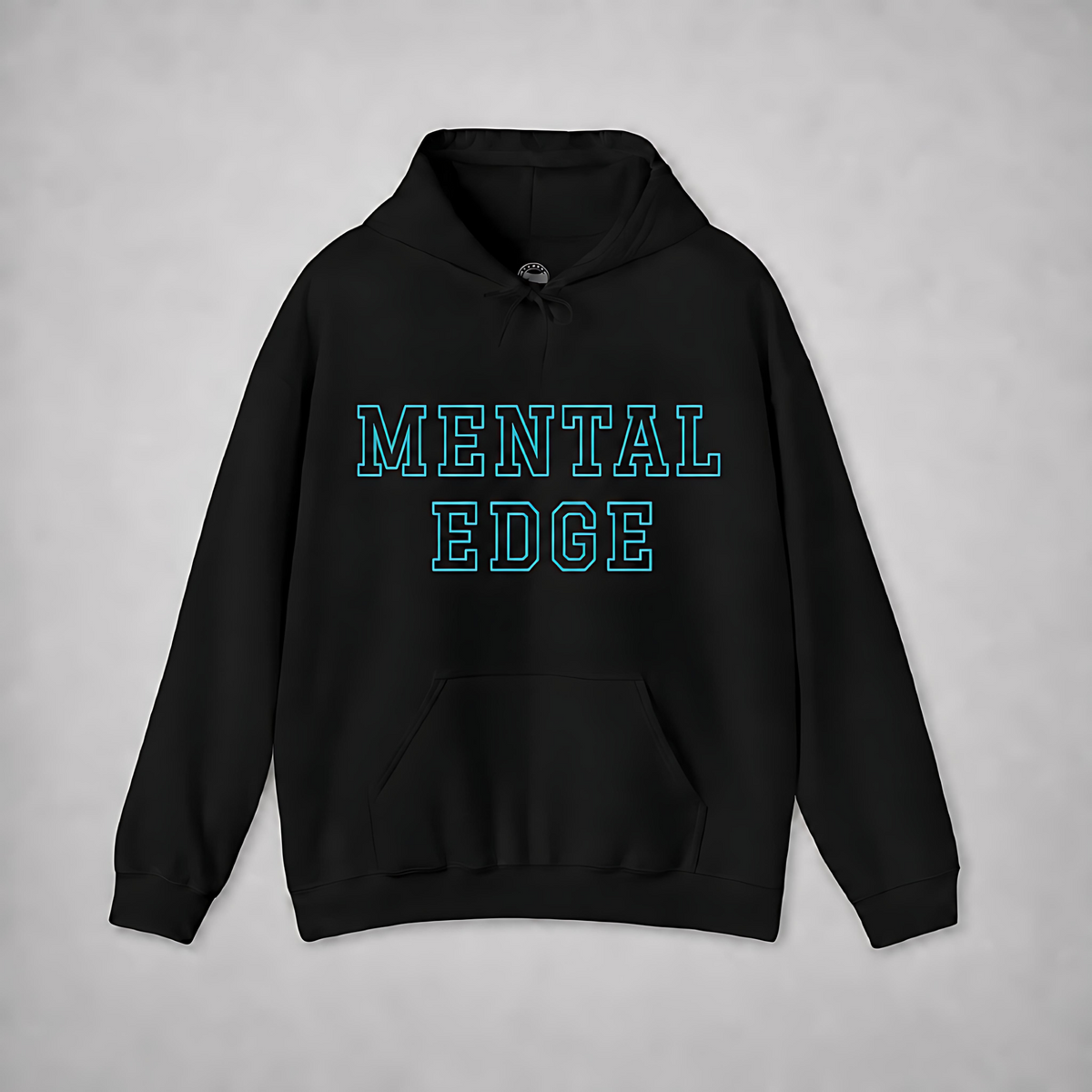 Mental Edge Teal Varsity Hoodie, teal varsity lettering on black